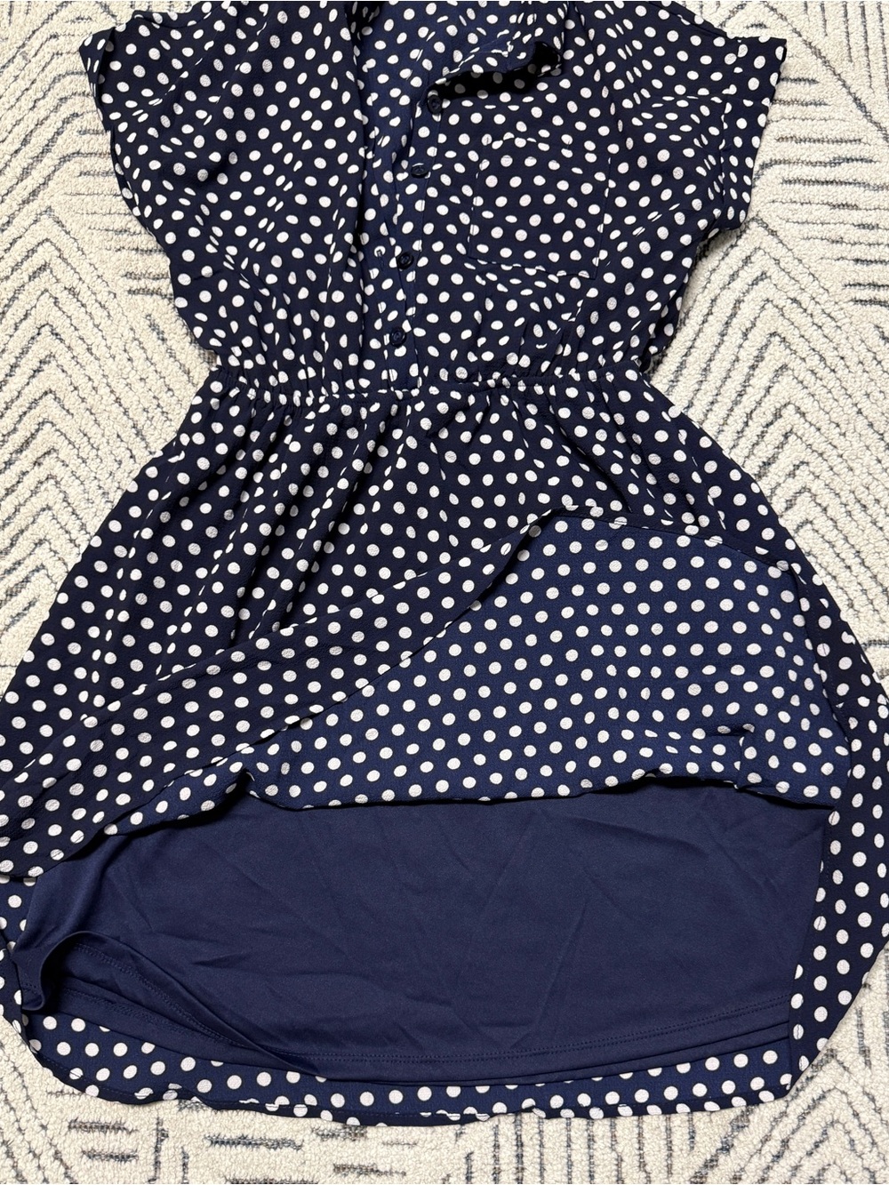 Monteau Navy and White Polka Dot Shirt Dress - Picture 7 of 7